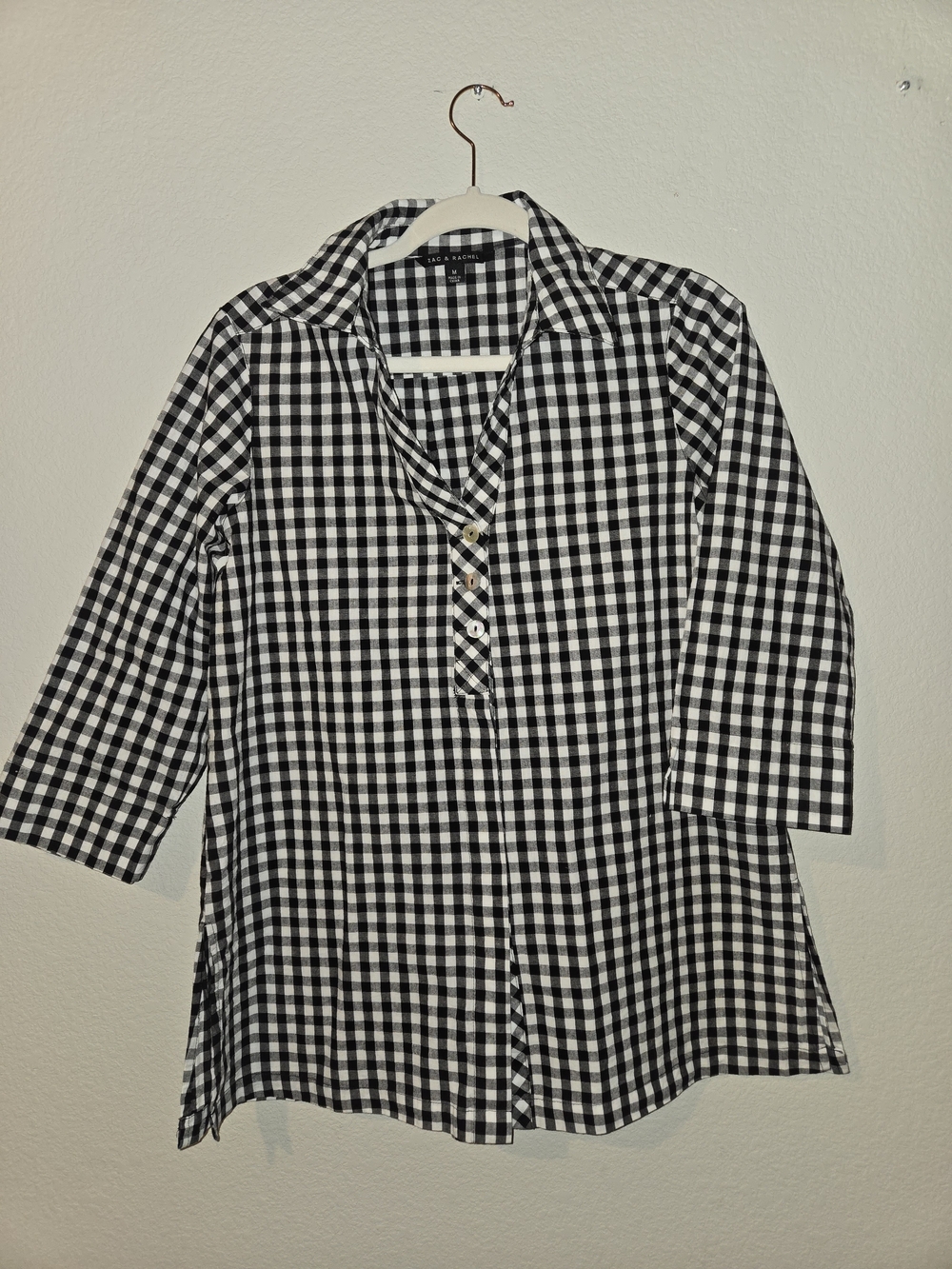 Zac & Rachel Black and White Gingham Shirt 100% Cotton